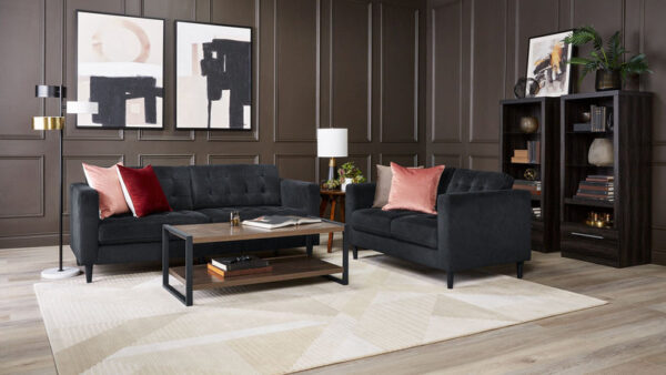 Anthena Polyester Sofa - Charcoal