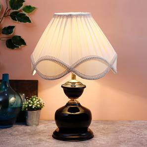Atreus Off White Fabric Shade Table Lamp with Black Iron Base Atreus Off White Fabric Shade Table Lamp with Black Iron Base