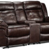 Cooper Leather Reclining Loveseat with Console - Brown