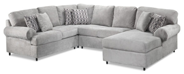Jupiter 4-Piece Sectional with Right-Facing Chaise - Ash Grey