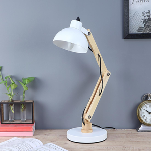 Modern White Study Light With Metal Base