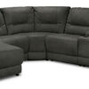 Pasadena 6-Piece Reclining Sectional with Left-Facing Chaise - Dark Grey