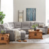 Pasadena 6-Piece Reclining Sectional with Left-Facing Chaise - Light Grey