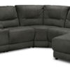Pasadena 6-Piece Reclining Sectional with Right-Facing Chaise - Dark Grey