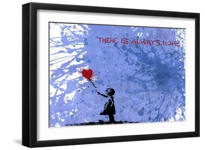 128 Balloon Girl - Black Framed Art Print Wall Art, 18x12