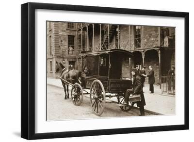 An Ambulance at Bellevue Hospital, New York City, 1896 - Black Framed Art Print Wall Art, 18x12