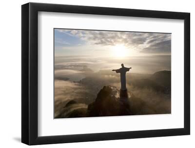Art Deco Statue of Jesus,On Corcovado Mountain, Rio de Janeiro, Brazil - Black Framed Art Print Wall Art, 12x8