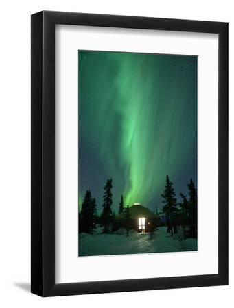 Aurora Borealis at Chena Hot Springs, Fairbanks, Alaska, Usa - Black Framed Art Print Wall Art, 8x12