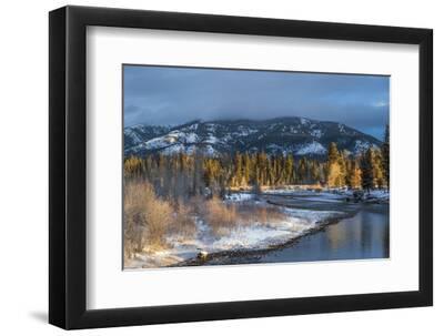 Blackfoot River at Sunrise Near Ovando, Montana, USA - Black Framed Art Print Wall Art, 12x8
