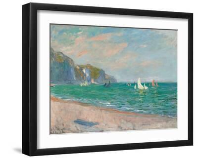 Boats Below the Pourville Cliffs; Bateaux Devant Les Falaises De Pourville, 1882 - Black Framed Art Print Wall Art, 16x12