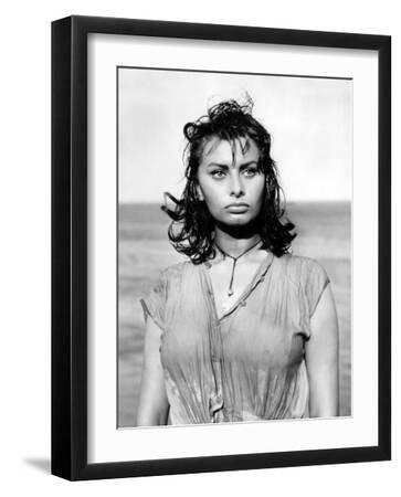 Boy on a Dolphin, Sophia Loren, 1957 - Black Framed Art Print Wall Art, 12x16