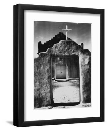 Church, Taos Pueblo, New Mexico, 1942, Taos Pueblo, Nm - Black Framed Art Print Wall Art, 9x12