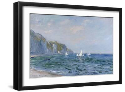 Cliffs and Sailboats at Pourville - Black Framed Art Print Wall Art, 18x12