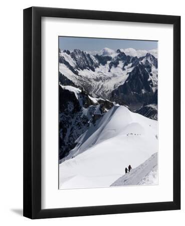 Climbers on Mont Blanc, Aiguille Du Midi, Mont Blanc Massif, Haute Savoie, French Alps, France, Eur - Black Framed Art Print Wall Art, 9x12