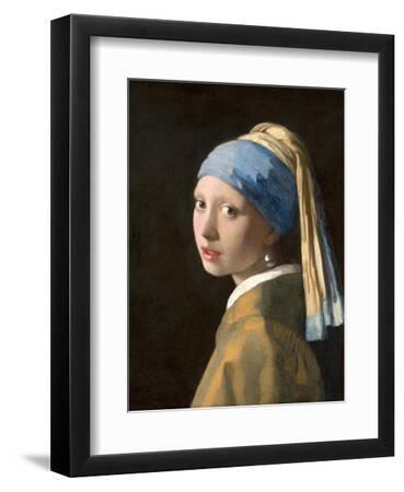 Girl with a Pearl Earring - Black Framed Art Print Wall Art, 9x12