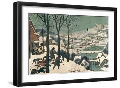 Hunters in the Snow - Black Framed Art Print Wall Art, 18x12