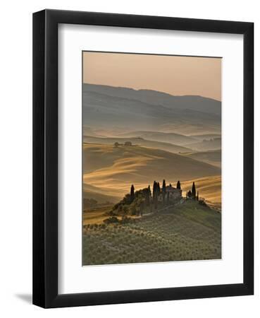 Italy, Tuscany, Siena District, Orcia Valley, Podere Belvedere Near San Quirico D'Orcia - Black Framed Art Print Wall Art, 9x12