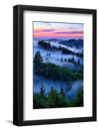Land of Dreams and Fog, Sunset Over San Francisco Bay Area Hills - Black Framed Art Print Wall Art, 8x12
