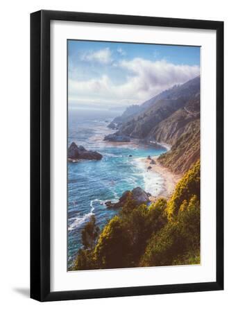 Misty Big Sur Coastline, California - Black Framed Art Print Wall Art, 12x18