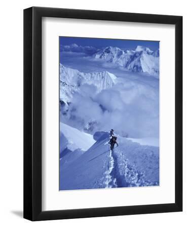 Mountain Climbing on Denali, Alaska, USA - Black Framed Art Print Wall Art, 9x12