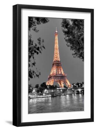 Nuit sur la Seine - Black Framed Art Print Wall Art, 12x18