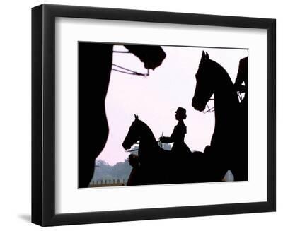 Riders Practice Their Skills - Black Framed Art Print Wall Art, 12x9