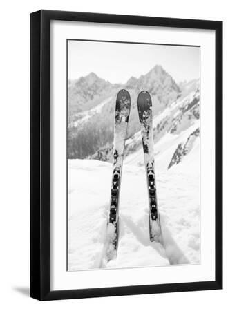 Ski Snow Alps Black and White - Black Framed Art Print Wall Art, 12x18 Ski Snow Alps Black and White - Black Framed Art Print Wall Art, 12x18