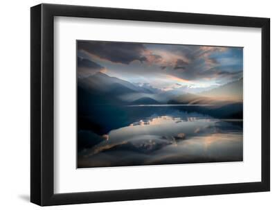Slocan Lake At Sunset 6 - Black Framed Art Print Wall Art, 12x8