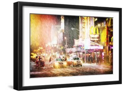 Snow Storm in Manhattan II - In the Style of Oil Painting - Black Framed Art Print Wall Art, 18x12