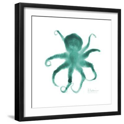 Teal Octopus - Black Framed Art Print Wall Art, 16x16