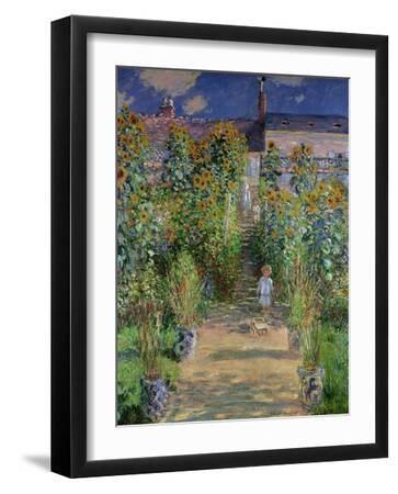 The Artist's Garden at Vetheuil - Black Framed Art Print Wall Art, 12x16