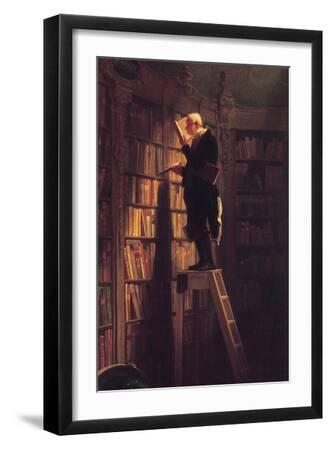 The Bookworm - Black Framed Art Print Wall Art, 12x18