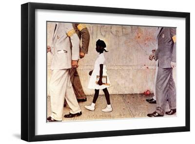 The Problem We All Live With (or Walking to School--Schoolgirl with U.S. Marshals) - Black Framed Art Print Wall Art, 18x12
