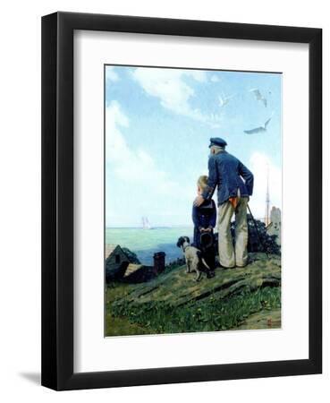 The Stay at Homes (or Outward Bound; Looking Out to Sea) - Black Framed Art Print Wall Art, 9x12