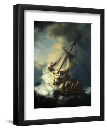 The Storm on the Sea of Galilee - Black Framed Art Print Wall Art, 9x12