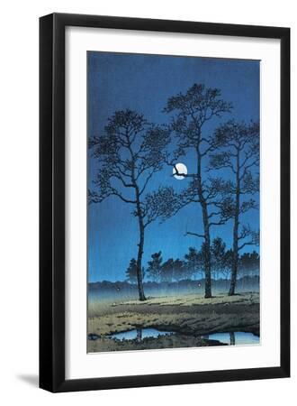 Trees in a Field, Toyama Prefecture, Japan - Black Framed Art Print Wall Art, 12x18