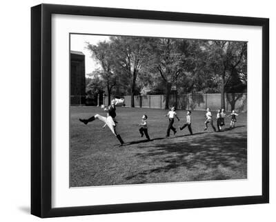 Uniformed Drum Major For University of Michigan Marching Band Practicing His High Kicking Prance - Black Framed Art Print Wall Art, 16x12 Uniformed Drum Major For University of Michigan Marching Band Practicing His High Kicking Prance - Black Framed Art Print Wall Art, 16x12