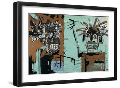 Untitled (Two Heads on Gold) 1982 - Black Framed Art Print Wall Art, 18x12