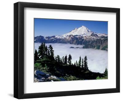 View of Mount Baker from Artist's Point, Snoqualmie National Forest, Washington, USA - Black Framed Art Print Wall Art, 12x9